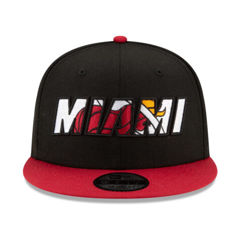 New Era 9Fifty Miami Heat 2021 NBA Draft Black Cardinal Snapback Hat Front