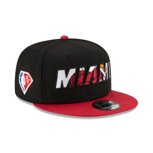 New Era 9Fifty Miami Heat 2021 NBA Draft Black Cardinal Snapback Hat Front Left