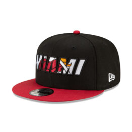 New Era 9Fifty Miami Heat 2021 NBA Draft Black Cardinal Snapback Hat Front Right