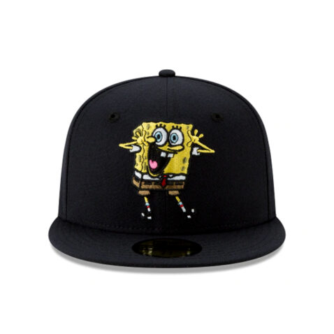 New Era x Nickelodeon 59Fifty Spongebob Squarepants Pose Black Yellow Fitted Hat Front