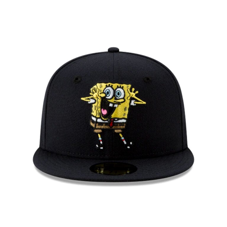 New Era x Nickelodeon 59Fifty Spongebob Squarepants Pose Black Yellow Fitted Hat Front New Era x Nickelodeon 59Fifty Spongebob Squarepants Pose Black Yellow Fitted Hat Front