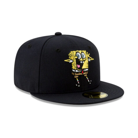 New Era x Nickelodeon 59Fifty Spongebob Squarepants Pose Black Yellow Fitted Hat Front Left