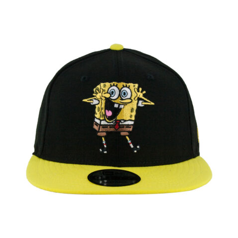 New Era x Nickelodeon 9Fifty Spongebob Squarepants Pose Black Yellow Adjustable Snapback Hat Front