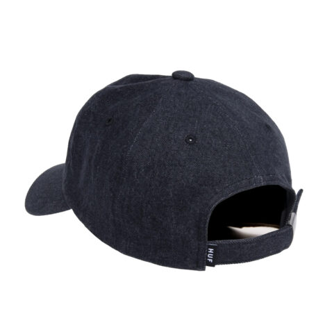 HUF Marka Denim 6 Panel Strapback Hat Black Rear