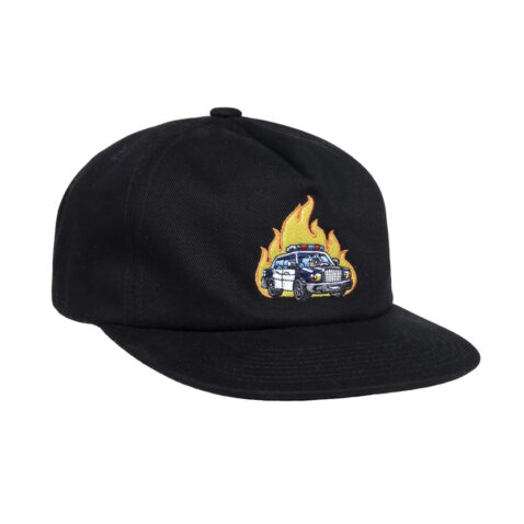 HUF Roasted Unstructured Snapback Hat Black Front Left