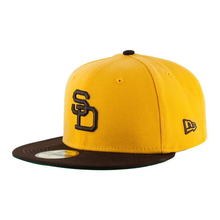 New Era 59Fifty San Diego Padres 1971 Road Hat Gold Burnt Wood Brown Burnt Wood Brown Front Right New Era 59Fifty San Diego Padres 1971 Road Hat Gold Burnt Wood Brown Burnt Wood Brown Front Right
