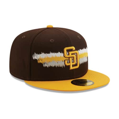 New Era 59Fifty Scribble San Diego Padres Fitted Hat Burnt Wood-Gold Front Left