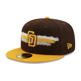 New Era 59Fifty San Diego Padres Scribble Fitted Hat Burnt Wood Brown Gold