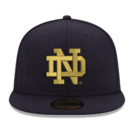 New Era 59Fifty University of Notre Dame Fighting Irish Dark Navy Blue Gold Fitted Hat