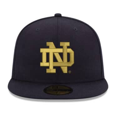 New Era 59Fifty University of Notre Dame Fighting Irish Dark Navy Blue Gold Fitted Hat