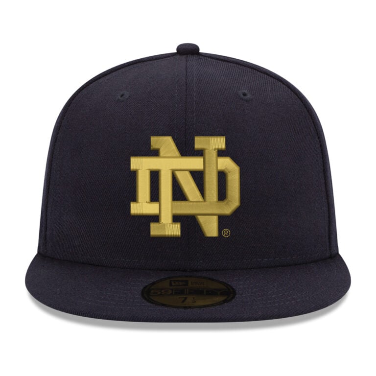 New Era 59Fifty University of Notre Dame Fighting Irish Dark Navy Blue Gold Fitted Hat Front New Era 59Fifty University of Notre Dame Fighting Irish Dark Navy Blue Gold Fitted Hat Front