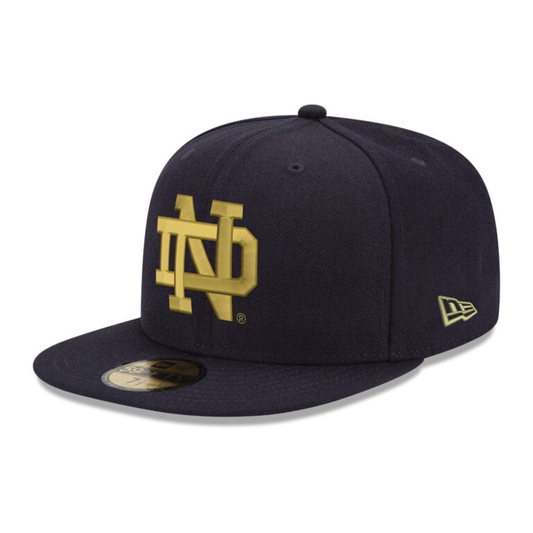 New Era 59Fifty University of Notre Dame Fighting Irish Dark Navy Blue Gold Fitted Hat Front Right New Era 59Fifty University of Notre Dame Fighting Irish Dark Navy Blue Gold Fitted Hat Front Right