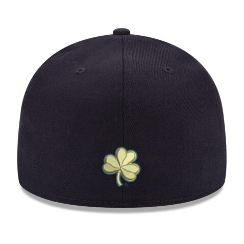 New Era 59Fifty University of Notre Dame Fighting Irish Dark Navy Blue Gold Fitted Hat Rear