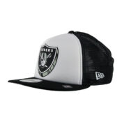 New Era 9Fifty Las Vegas Raiders Foam Trucker Snapback Hat Black Front Right