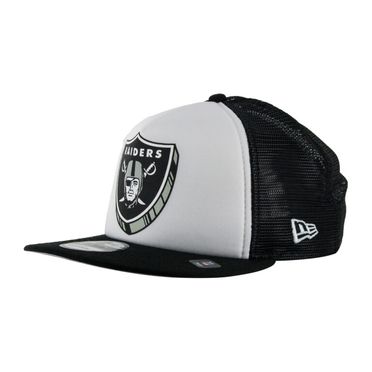 New Era 9Fifty Las Vegas Raiders Foam Trucker Snapback Hat Black Front Right