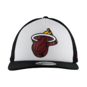 New Era 9Fifty Miami Heat Foam Trucker Snapback Hat Black Front