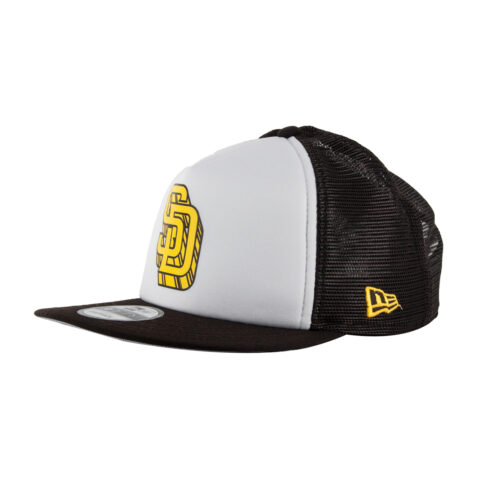 New Era 9Fifty San Diego Padres Foam Trucker Snapback Hat Burnt Wood Brown Front Right