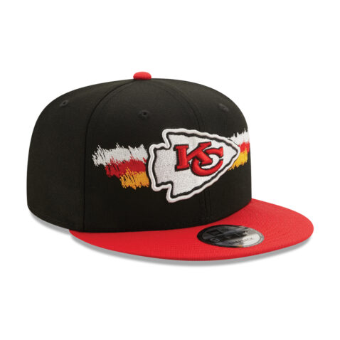 New Era 9Fifty Scribble Kansas City Chiefs Snapback Hat Black-Red Front Left