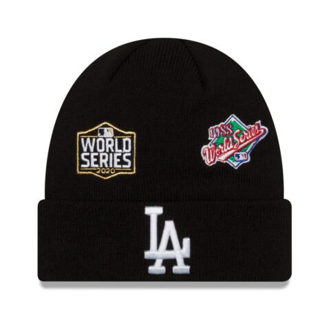 New Era Knit Los Angeles Dodgers Champion Patch Black Beanie Front