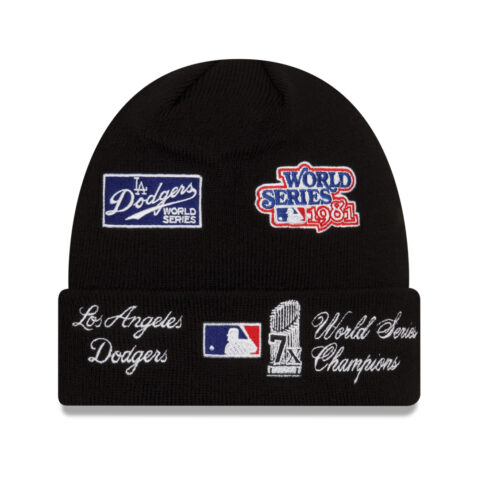 New Era Knit Los Angeles Dodgers Champion Patch Black Beanie Rear