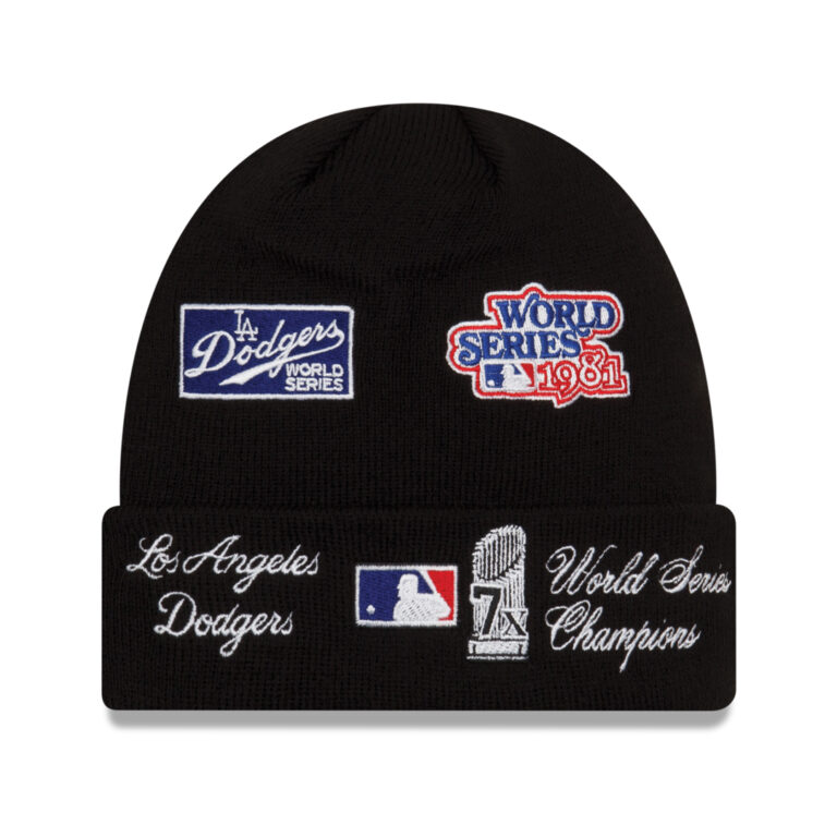 New Era Knit Los Angeles Dodgers Champion Patch Black Beanie Rear New Era Knit Los Angeles Dodgers Champion Patch Black Beanie Rear