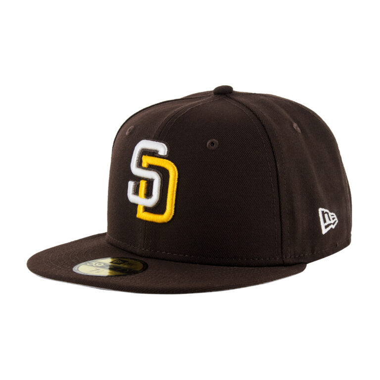 New Era San Diego Padres BW WH GD Fitted Hat Burnt Wood Brown White Gold Front Right New Era San Diego Padres BW WH GD Fitted Hat Burnt Wood Brown White Gold Front Right