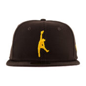 New Era x Billion Creation x SDHC 59Fifty San Diego Padres Bebo Jumpman Burnt Wood Brown Gold Fitted Hat Front