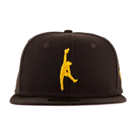 New Era x Billion Creation x SDHC 59Fifty San Diego Padres Bebo Jumpman Burnt Wood Brown Gold Fitted Hat Front