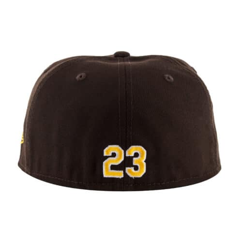New Era x Billion Creation x SDHC 59Fifty San Diego Padres Bebo Jumpman Burnt Wood Brown Gold Fitted Hat Rear