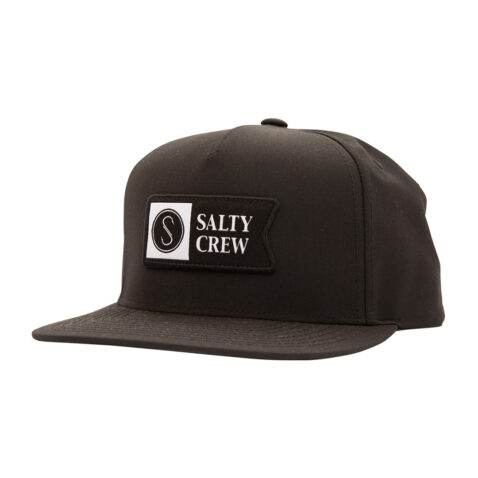 Salty Crew Alpha Tech 5 Panel Snapback Hat Black