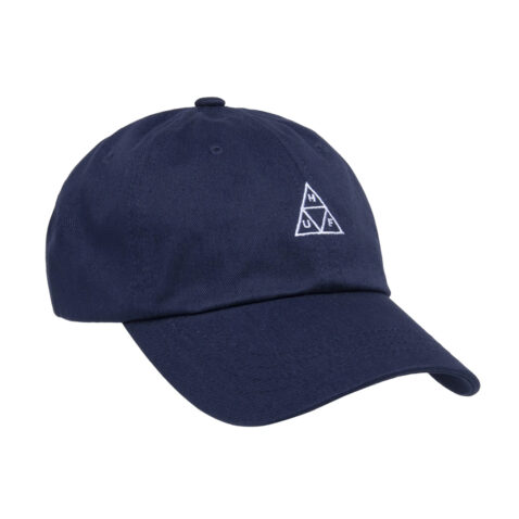 HUF Essentials TT CV 6 Panel Strapback Hat Navy Front Left