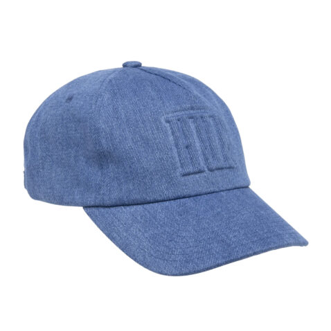 HUF Marka Denim 6 Panel Strapback Hat Blue Front Left