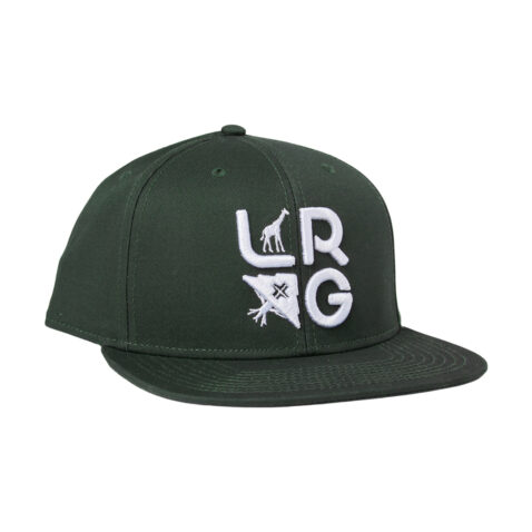 LRG Stacked Logo Snapback Hat Dark Green Front Left
