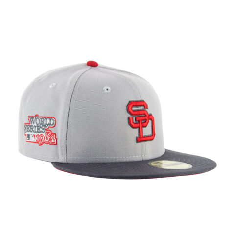 New Era 59Fifty San Diego Padres Padres NES Gray Red Fitted Hat Front Left