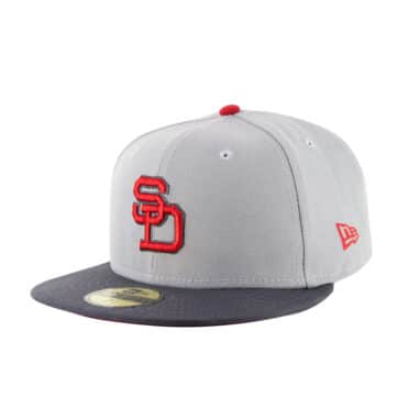 New Era 59Fifty San Diego Padres Padres NES Gray Red Fitted Hat Front Right