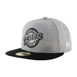 New Era 59Fifty San Diego Padres Retro Fitted Hat Two Tone Heather Gray Black Front Right
