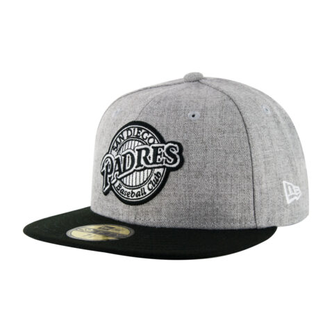 New Era 59Fifty San Diego Padres Retro Fitted Hat Two Tone Heather Gray Black New Era 59Fifty San Diego Padres Retro Fitted Hat Two Tone Heather Gray Black Front Right