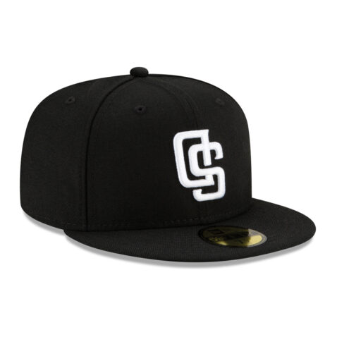 New Era 59Fifty San Diego Padres Upside Down Logo Fitted Hat Black White New Era 59Fifty San Diego Padres Upside Down Logo Fitted Hat Black White Front Left
