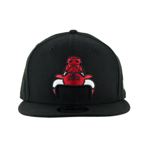 New Era 9Fifty Chicago Bulls Upside Down Logo Snapback Hat Black Front
