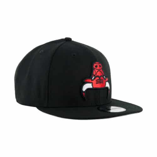 New Era 9Fifty Chicago Bulls Upside Down Logo Snapback Hat Black Front Left