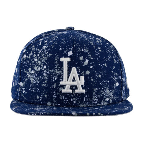 New Era 9Fifty Los Angeles Dodgers Splatter Snapback Hat Dark Royal Blue Front