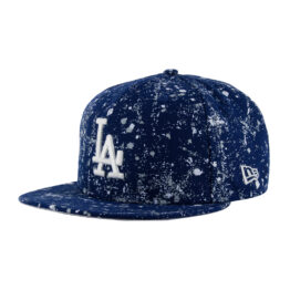 New Era 9Fifty Los Angeles Dodgers Splatter Snapback Hat Dark Royal Blue Front Right