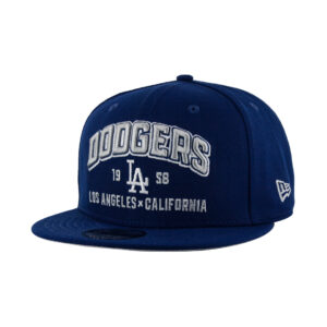 New Era 9Fifty Los Angeles Dodgers Stacked Snapback Hat Dark Royal Blue