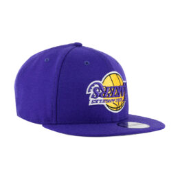 New Era 9Fifty Los Angeles Lakers Upside Down Logo Snapback Hat Purple