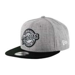 New Era 9Fifty San Diego Padres Retro Snapback Hat Two Tone Heather Gray Black Front Right
