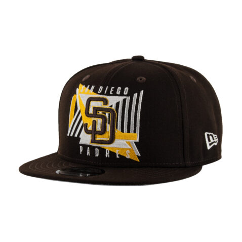 New Era 9Fifty San Diego Padres Shapes Snapback Hat Burnt Wood Brown Gold New Era 9Fifty San Diego Padres Shapes Snapback Hat Burnt Wood Brown Gold Front Right