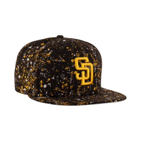 New Era 9Fifty San Diego Padres Splatter Snapback Hat Burnt Wood Brown Gold New Era 9Fifty San Diego Padres Splatter Snapback Hat Burnt Wood Brown Gold Front Left