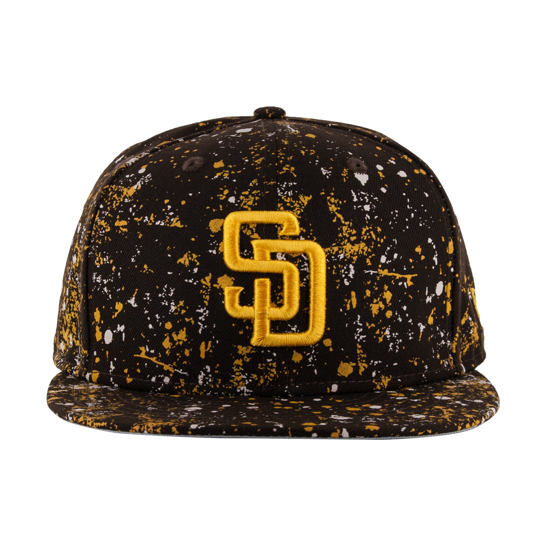 New Era 9Fifty San Diego Padres Splatter Snapback Hat Burnt Wood Brown Gold New Era 9Fifty San Diego Padres Splatter Snapback Hat Burnt Wood Brown Gold Front