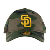 New Era 9Twenty CC San Deigo Padres Classic Camo Strapback Hat Woodland Camo Gold Front