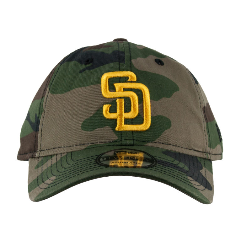 New Era 9Twenty CC San Deigo Padres Classic Camo Strapback Hat Woodland Camo Gold Front New Era 9Twenty CC San Deigo Padres Classic Camo Strapback Hat Woodland Camo Gold Front